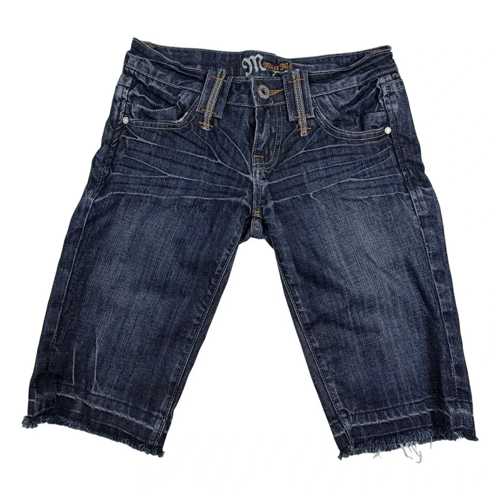 Miss Me JP4414 Stonewood‎ Dark Wash Bermuda Denim Shorts Women Size 26 Low Rise